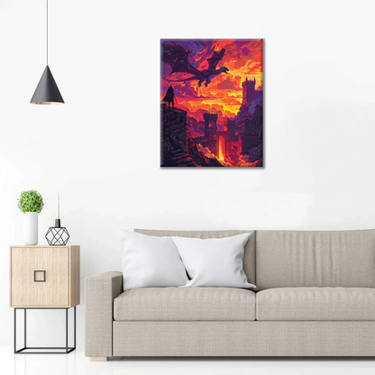 Smok nad zamkiem – malowanie po numerach