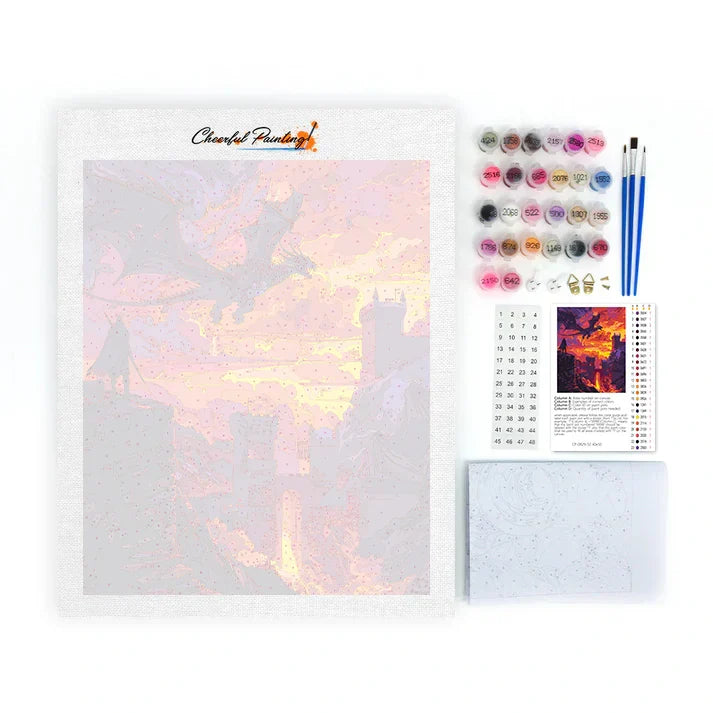 Smok nad zamkiem – malowanie po numerach