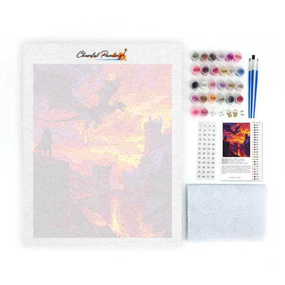 Smok nad zamkiem – malowanie po numerach