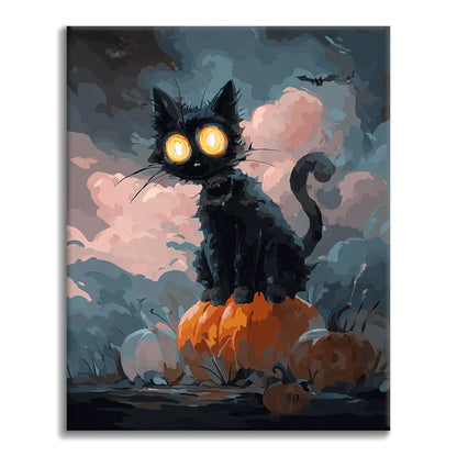 Halloween Czarny Kot - Malowanie po Numerach