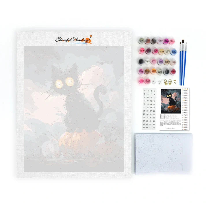 Halloween Czarny Kot - Malowanie po Numerach