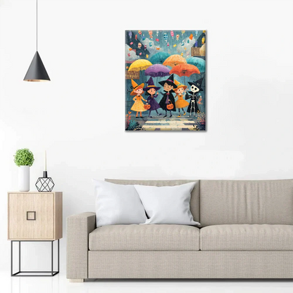 Deszcz cukierków na Halloween – malowanie po numerach