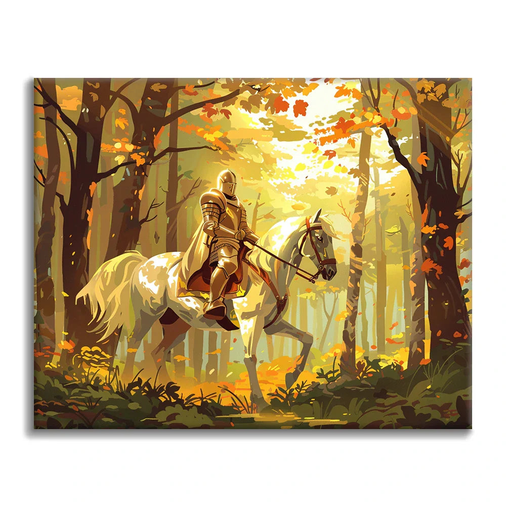 Rycerz na koniu – malowanie po numerach