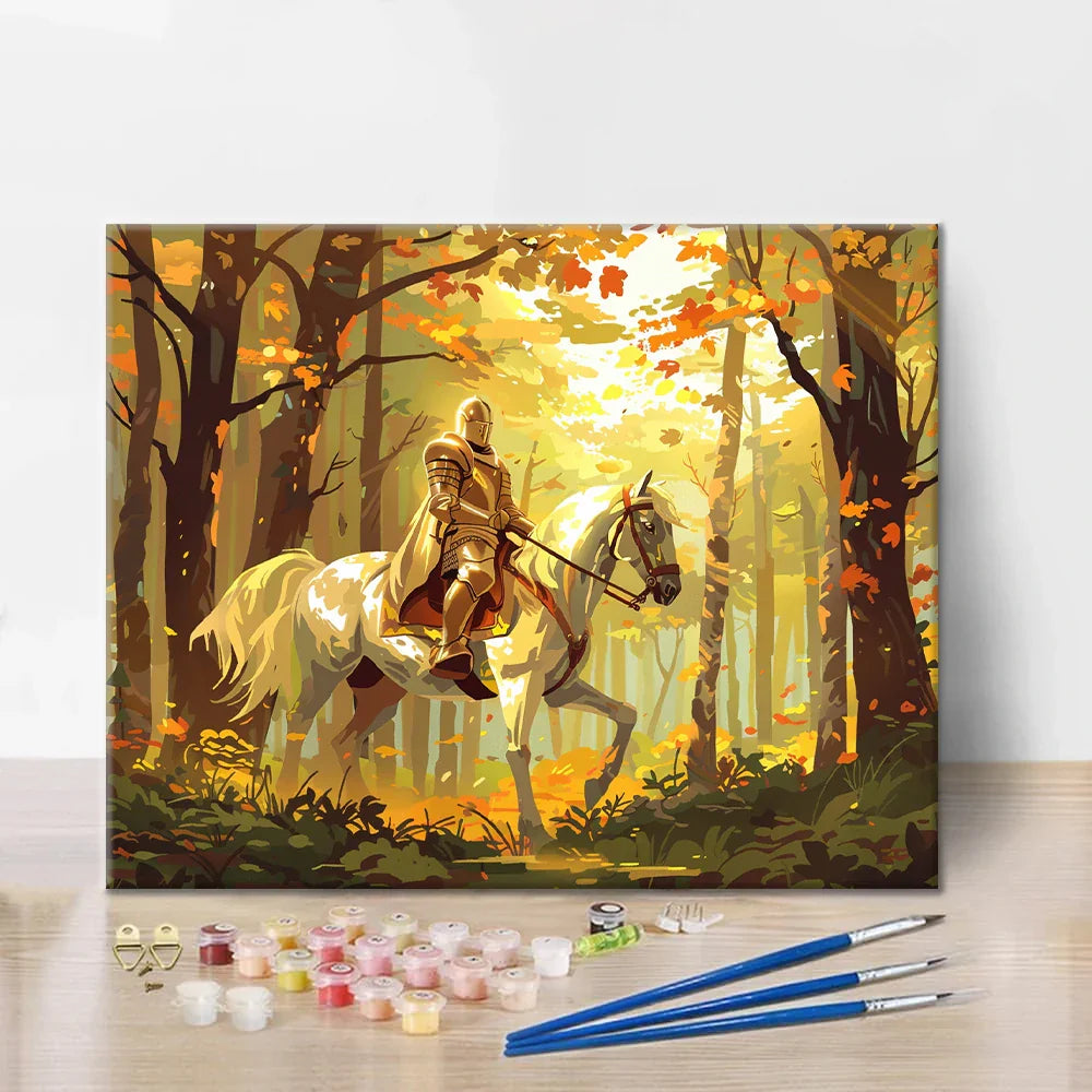 Rycerz na koniu – malowanie po numerach