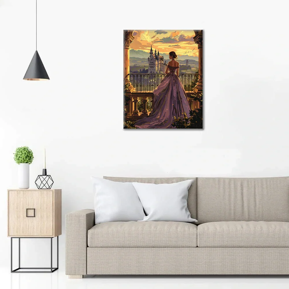 Gotowy obraz Księżniczka na zamku – malowanie po numerach - dekoracja ścienna i pomysł na prezent DIY