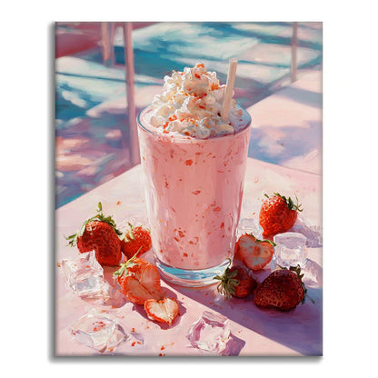 Truskawkowy koktajl mleczny – malowanie po numerach