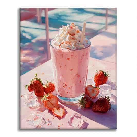 Truskawkowy koktajl mleczny – malowanie po numerach