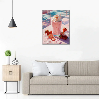 Truskawkowy koktajl mleczny – malowanie po numerach