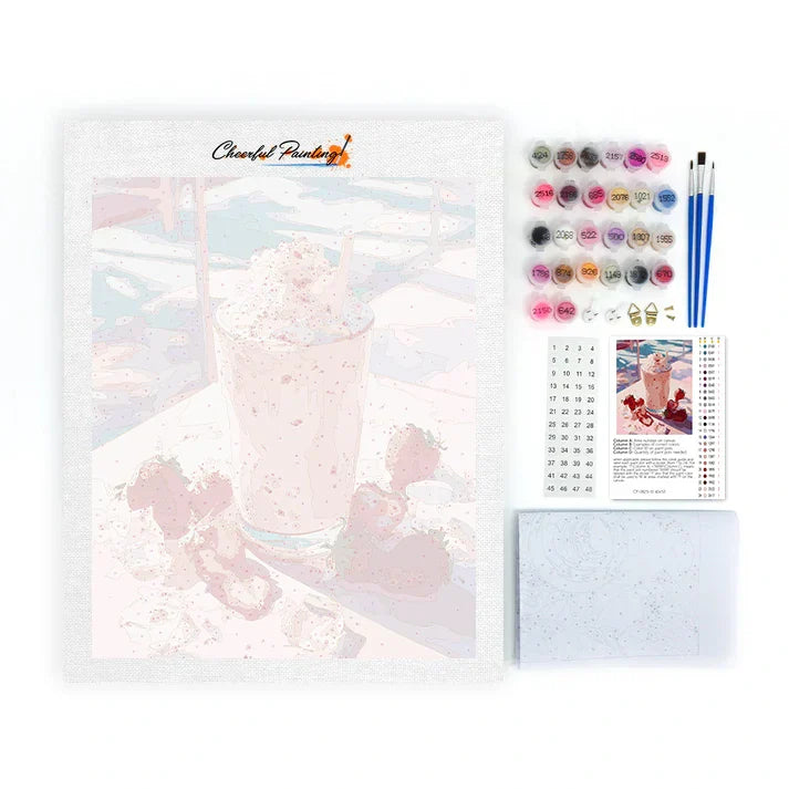 Truskawkowy koktajl mleczny – malowanie po numerach