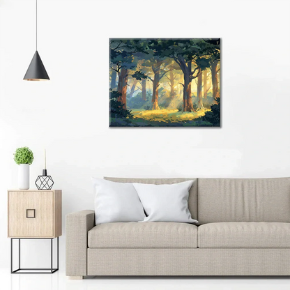 Słoneczny las – malowanie po numerach