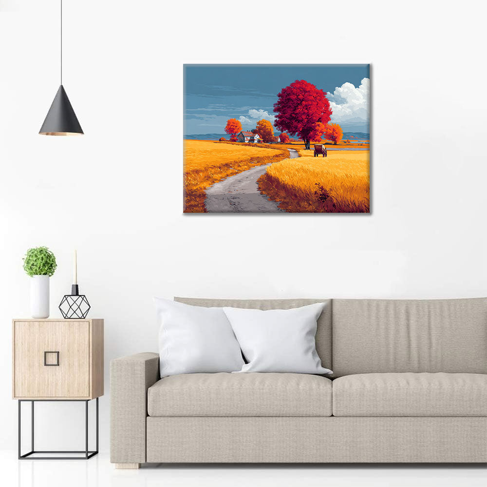 Jesienna przejażdżka po wsi – malowanie po numerach