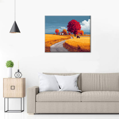 Jesienna przejażdżka po wsi – malowanie po numerach