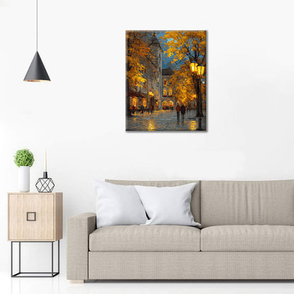 Jesienny wieczór w małym miasteczku – malowanie po numerach