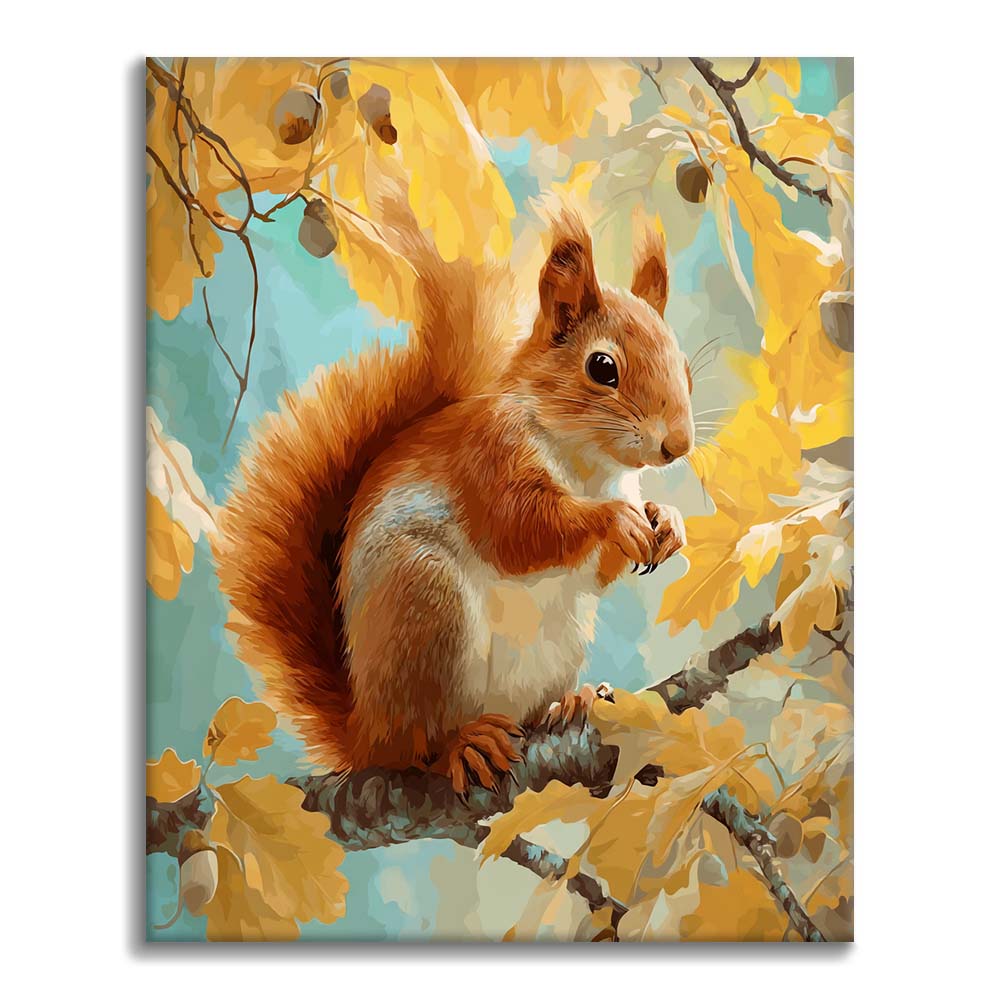Zestaw Jesienna Wiewiórka – Malowanie po numerach - Cheerful Painting