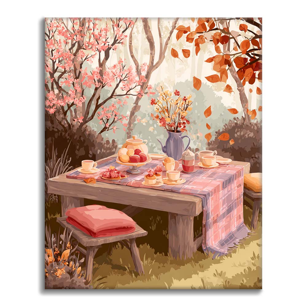 Zestaw Jesienne przyjęcie herbaciane – malowanie po numerach - Cheerful Painting
