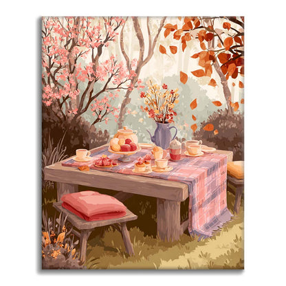 Zestaw Jesienne przyjęcie herbaciane – malowanie po numerach - Cheerful Painting
