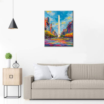 Gotowy obraz Obelisk w Buenos Aires – malowanie po numerach - dekoracja ścienna i pomysł na prezent DIY