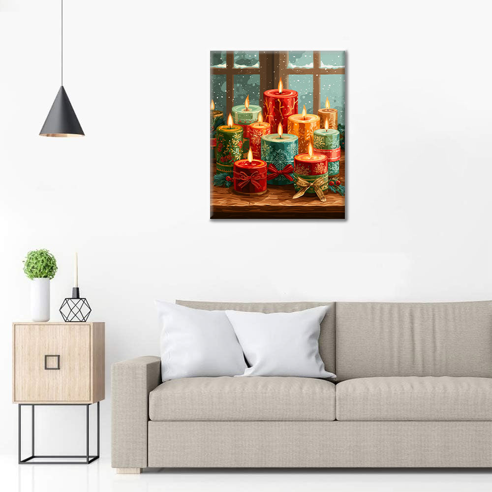 Świecąca świeca świąteczna – malowanie po numerach