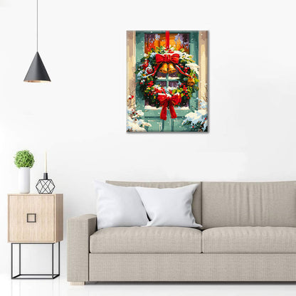 Wieniec na drzwi świąteczne – malowanie po numerach