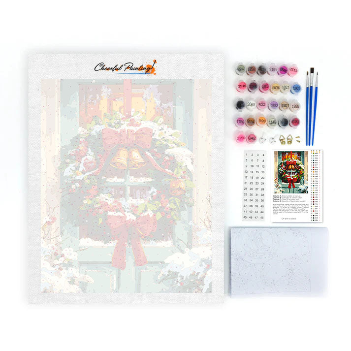 Wieniec na drzwi świąteczne – malowanie po numerach