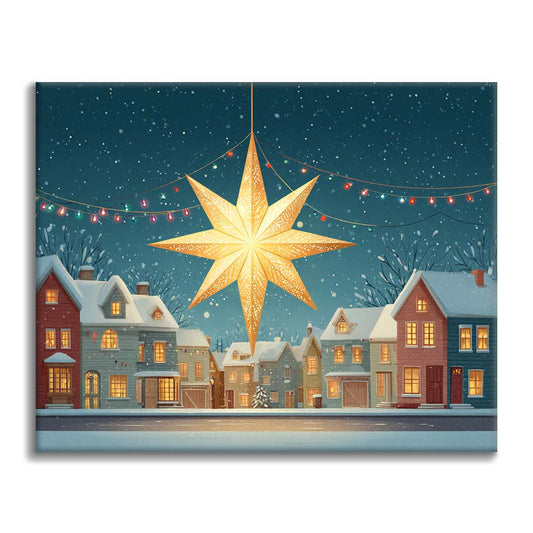 Gwiazda Bożonarodzeniowa na Śniegu – Malowanie po Numerach