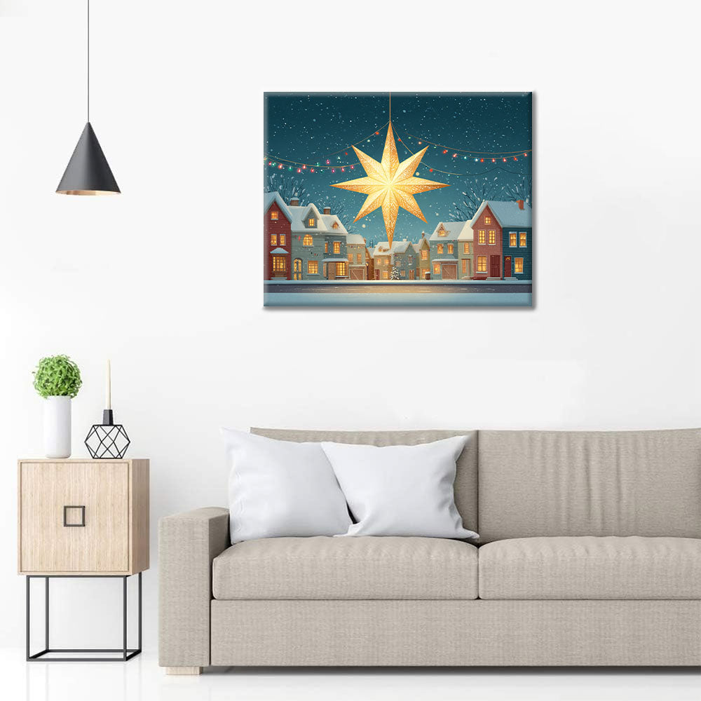 Gwiazda Bożonarodzeniowa na Śniegu – Malowanie po Numerach