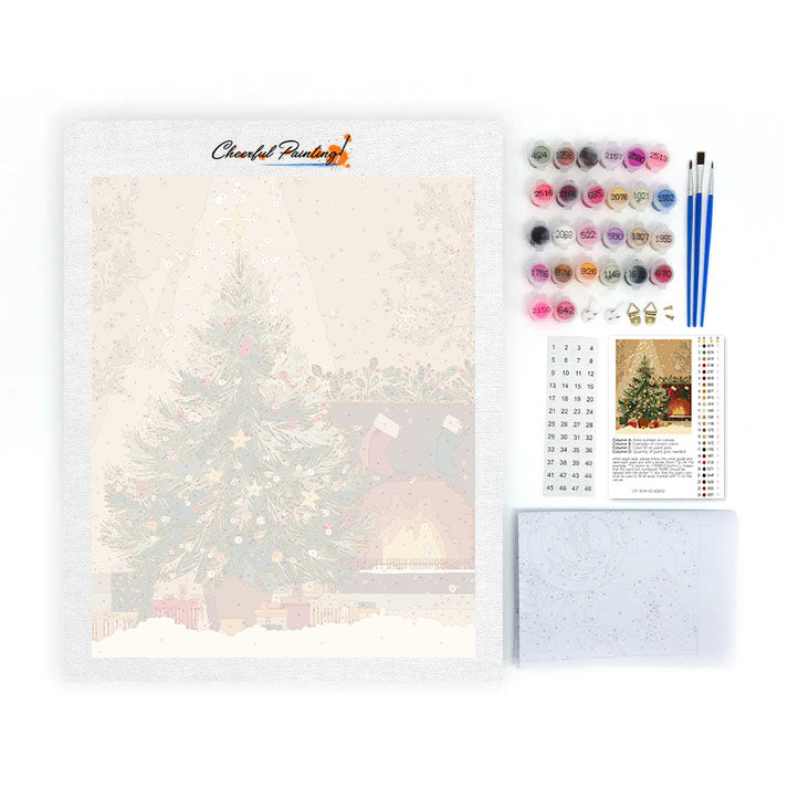 Choinka i kominek – malowanie po numerach