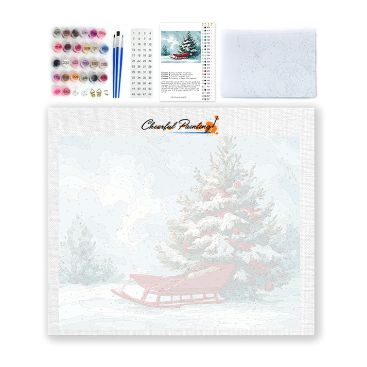 Choinka i sanki – malowanie po numerach