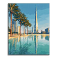 Zestaw Odbicia panoramy Dubaju – malowanie po numerach - Cheerful Painting