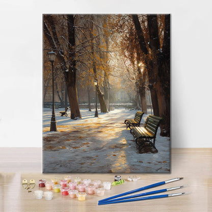 Wczesny zimowy park – malowanie po numerach