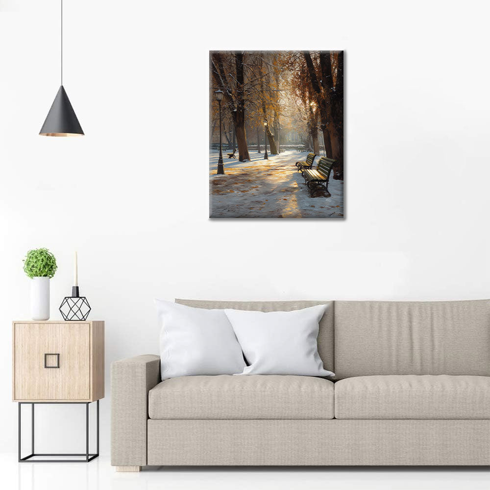 Wczesny zimowy park – malowanie po numerach