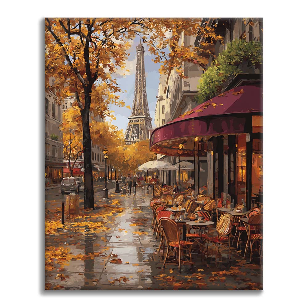 Zestaw Spadające liście w Paryżu – malowanie po numerach - Cheerful Painting
