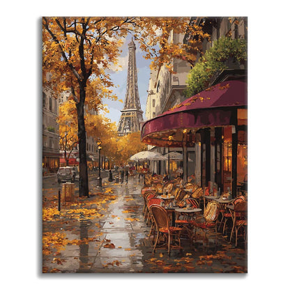 Zestaw Spadające liście w Paryżu – malowanie po numerach - Cheerful Painting