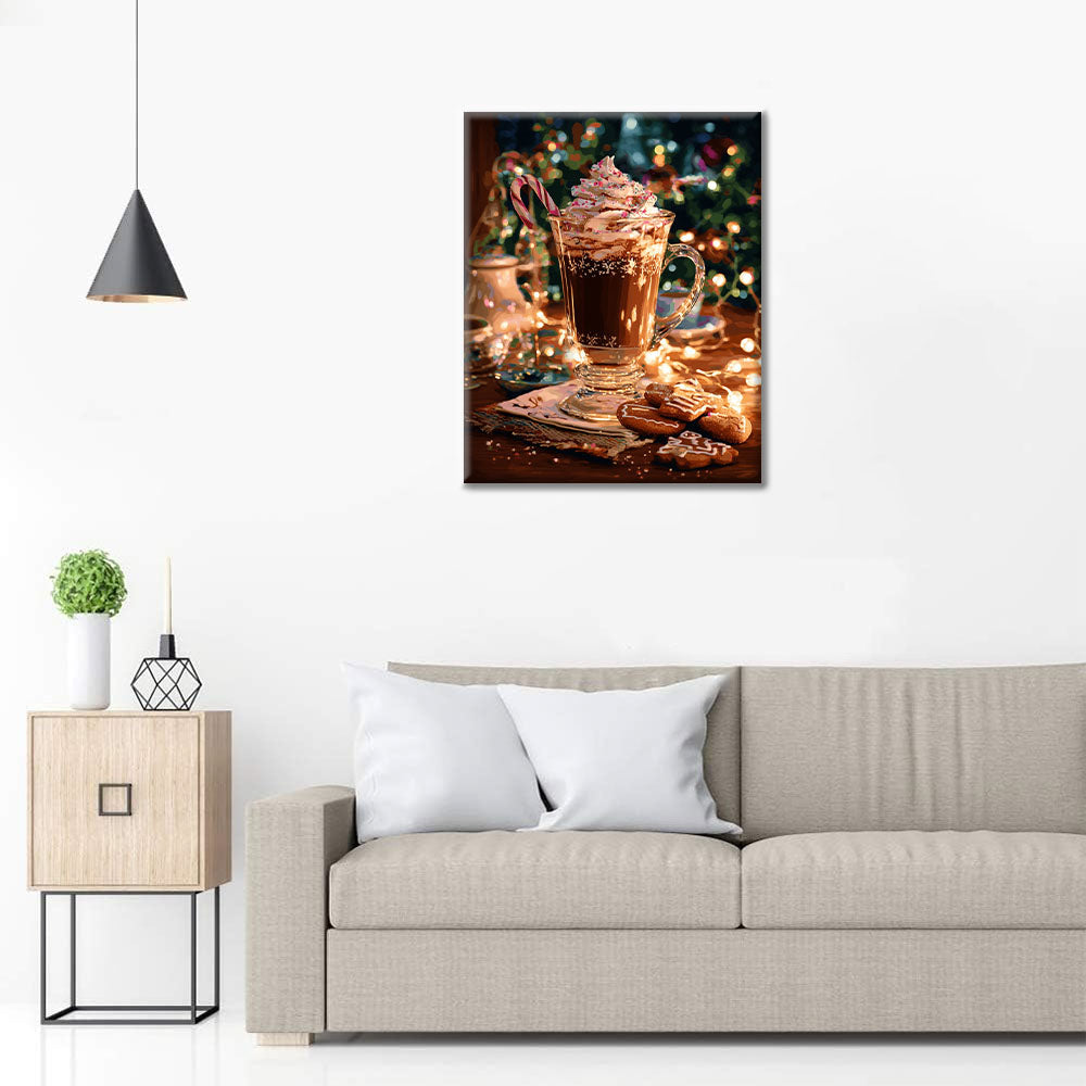 Gorąca czekolada zimą – malowanie po numerach