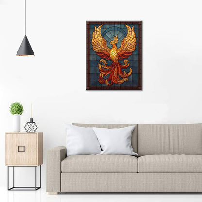 Gotowy obraz Mozaikowy Feniks Odrodzenie – Malowanie po numerach - dekoracja ścienna i pomysł na prezent DIY