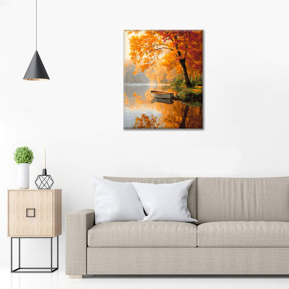 Spokojna jesienna łódź – malowanie po numerach