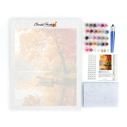 Spokojna jesienna łódź – malowanie po numerach