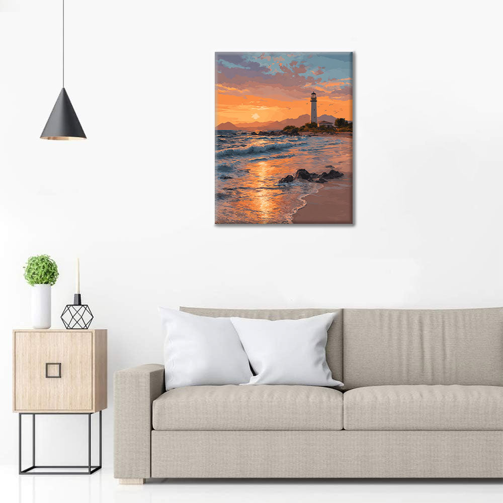 Latarnia morska Sunset – malowanie po numerach
