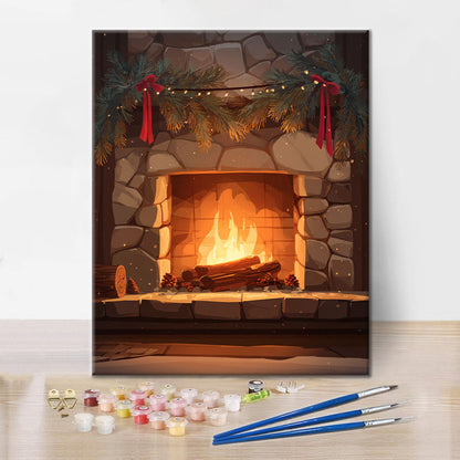 Ciepły kominek – malowanie po numerach