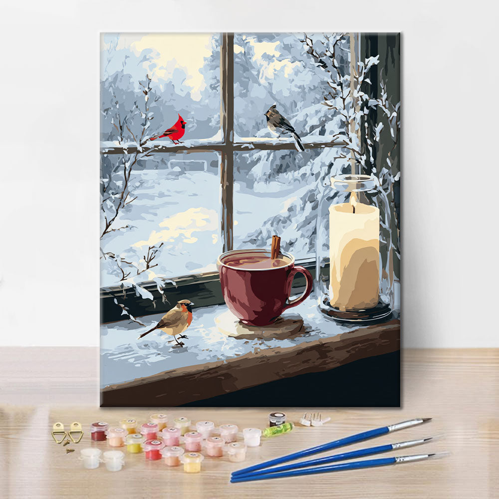 Zimowy widok z okna – malowanie po numerach