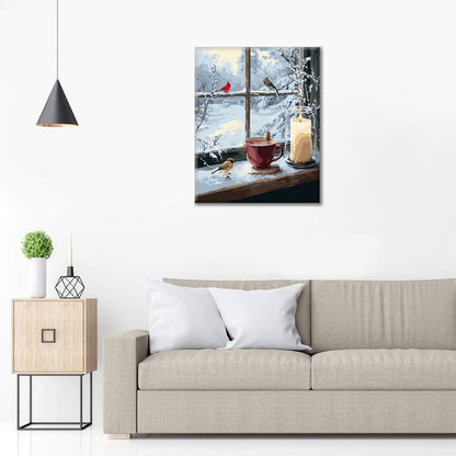 Zimowy widok z okna – malowanie po numerach