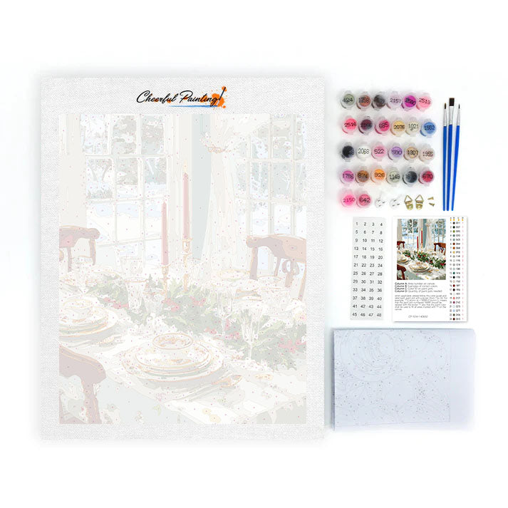 Aranżacja stołu w zimowej krainie czarów – malowanie po numerach