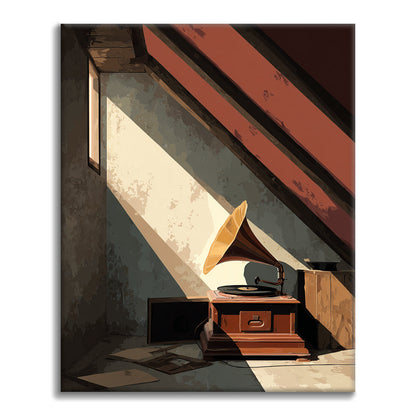 Zestaw Gramofon na strychu – malowanie po numerach - Cheerful Painting