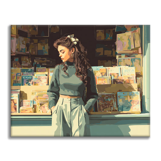 Witryna księgarni – malowanie po numerach