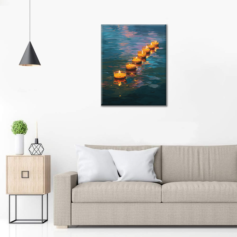 Pływające świece – malowanie po numerach