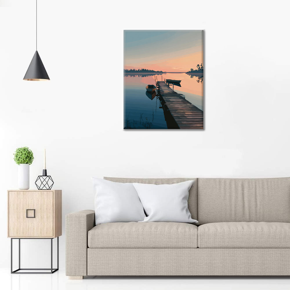 Molo nad jeziorem – malowanie po numerach