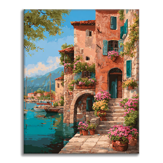 Nadmorskie miasteczko – malowanie po numerach