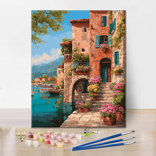 Nadmorskie miasteczko – malowanie po numerach