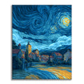 Zestaw Wioska Gwieździstej Nocy – Malowanie po numerach - Cheerful Painting