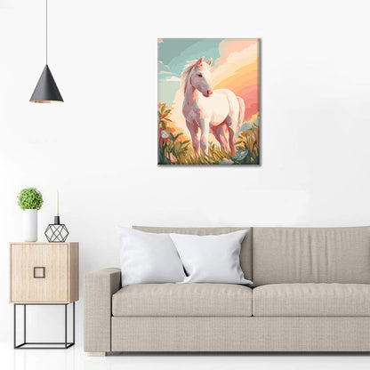 mały biały konik - Malowanie po numerach